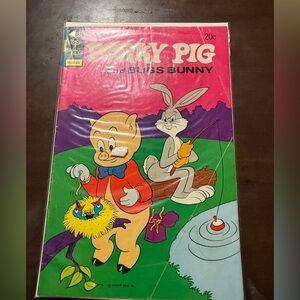 Porky Pig and Bugs Bunny Vintage Comic Book - Pink & Green Cover